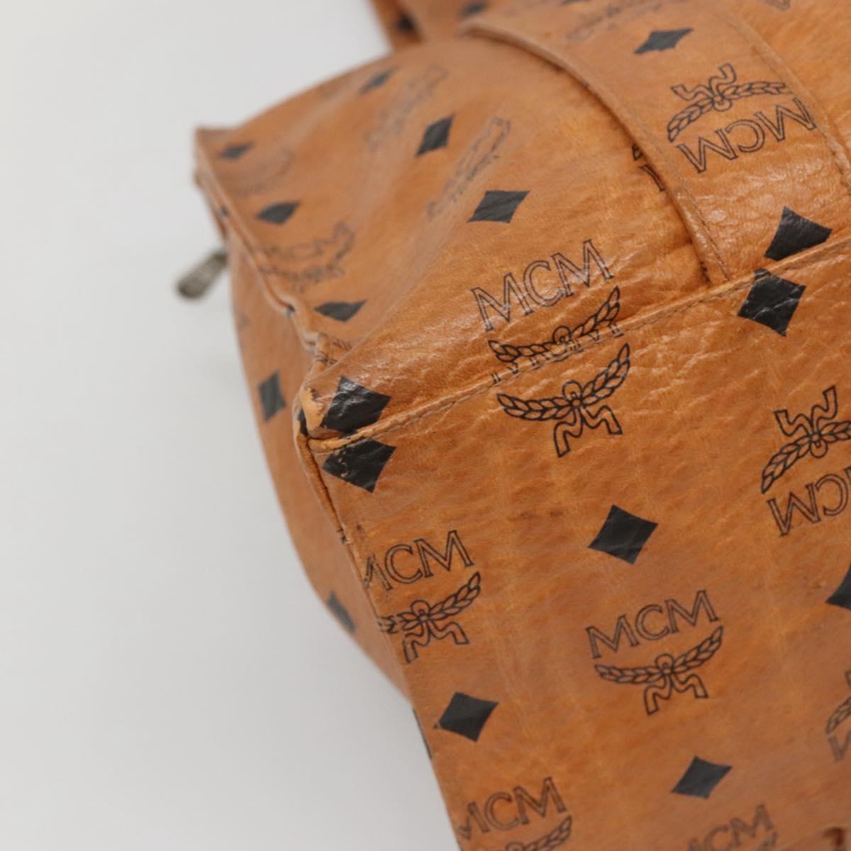 MCM Logogram Vicetos Tote Bag PVC Leather Brown Gold Auth 139837