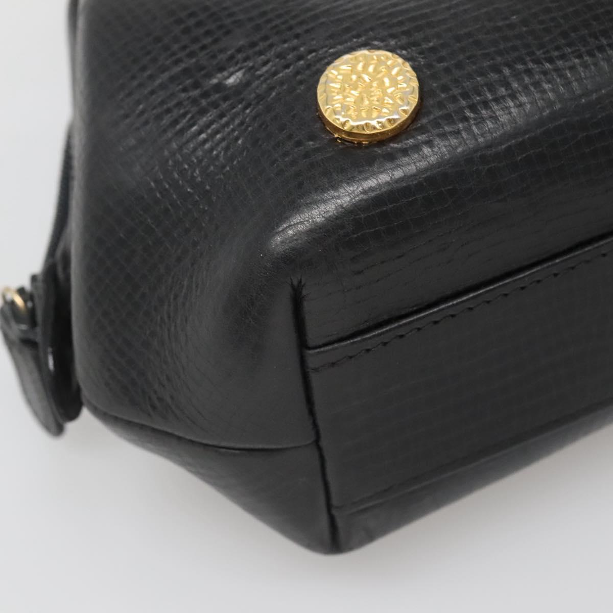 BALLY Hand Bag Leather Black Gold Auth 139839