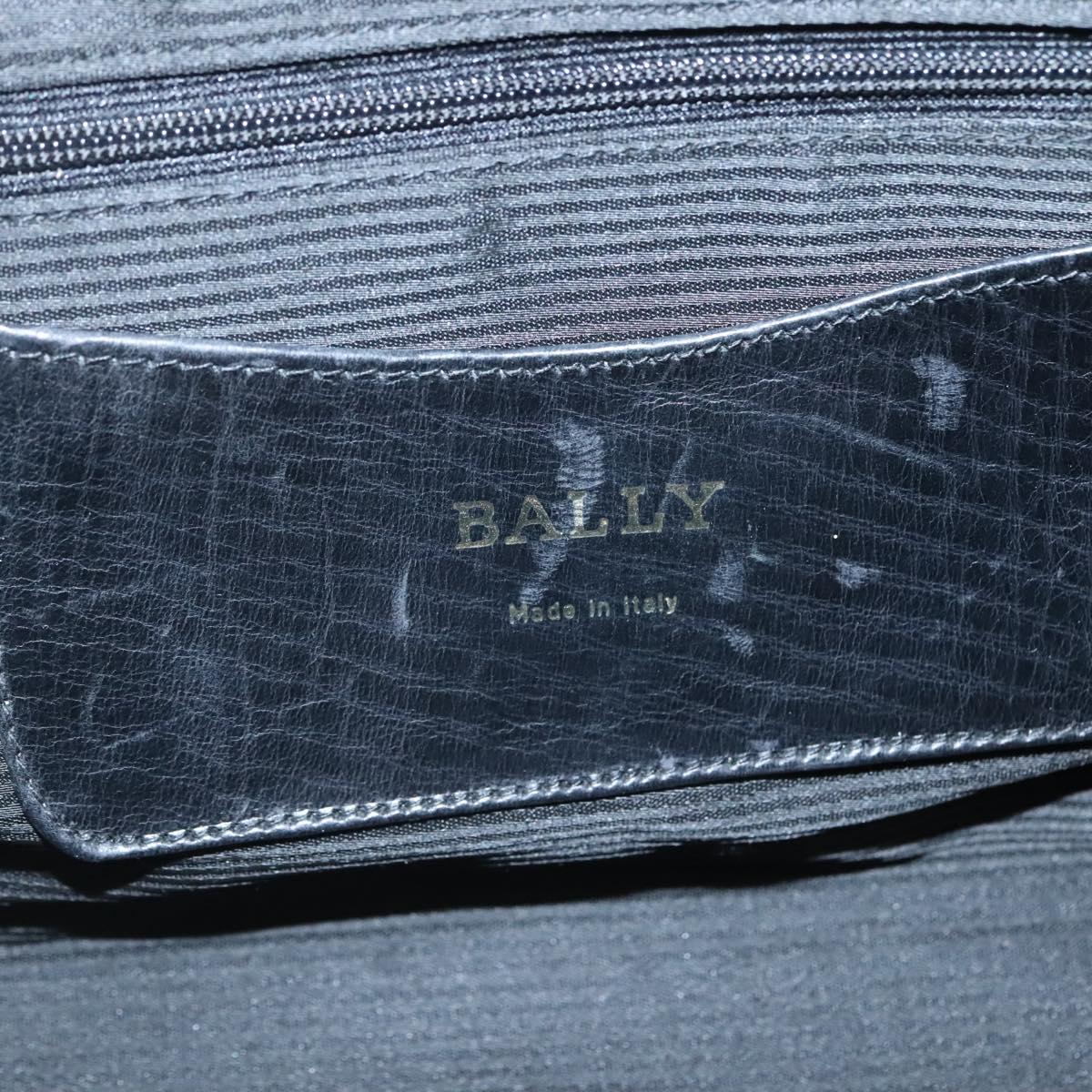 BALLY Hand Bag Leather Black Gold Auth 139839