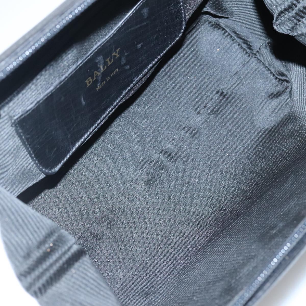 BALLY Hand Bag Leather Black Gold Auth 139839