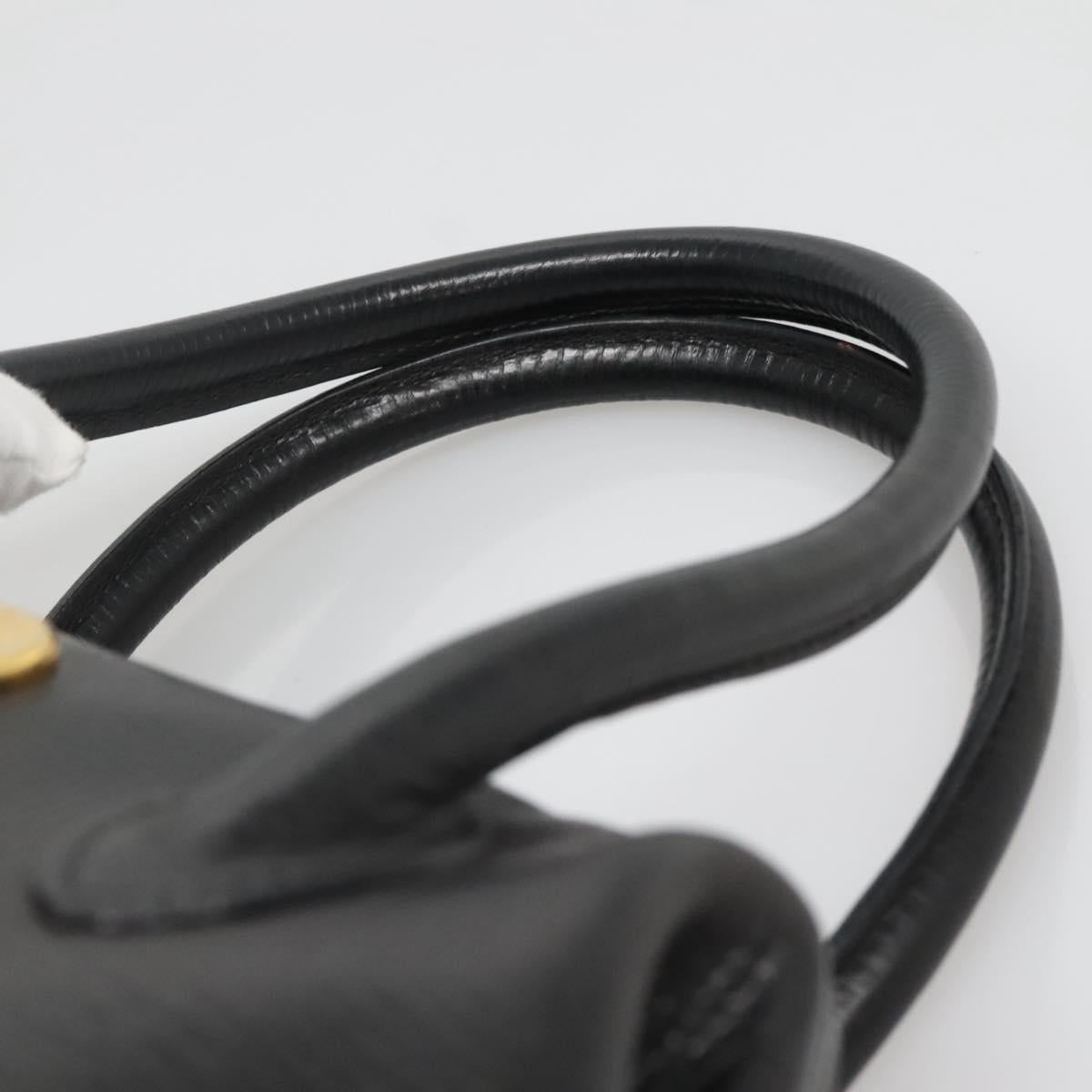 BALLY Hand Bag Leather Black Gold Auth 139839