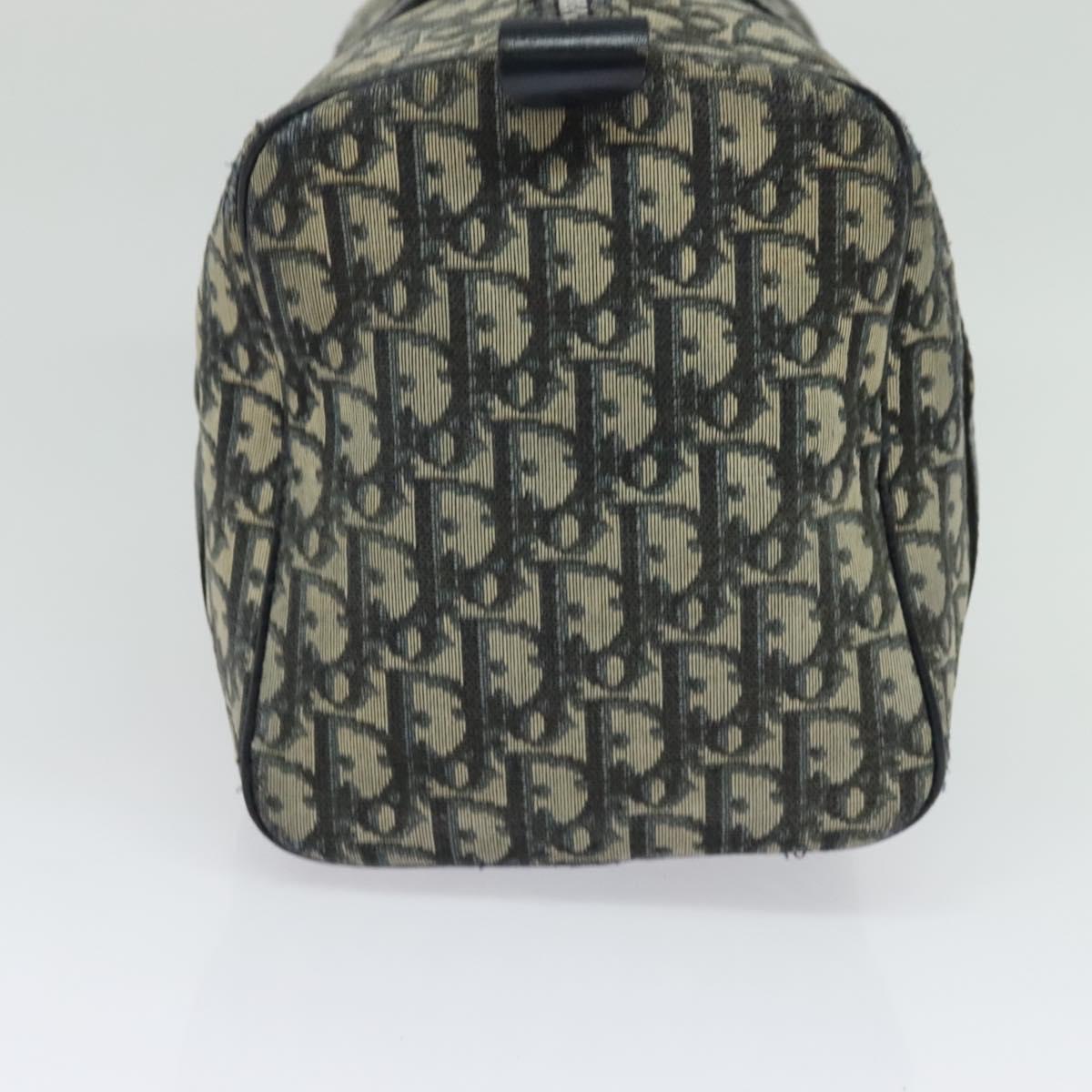Christian Dior Trotter Canvas Boston Bag Navy Silver Auth 139846