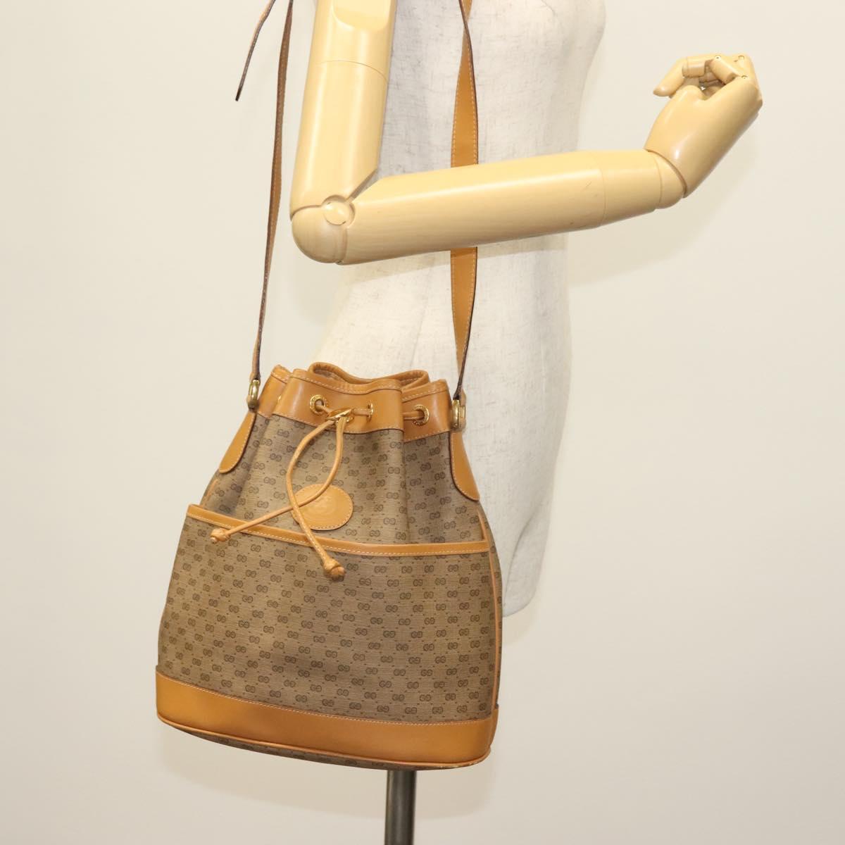 GUCCI Micro GG Supreme Shoulder Bag PVC Beige Gold 001 165 0937 Auth 139853