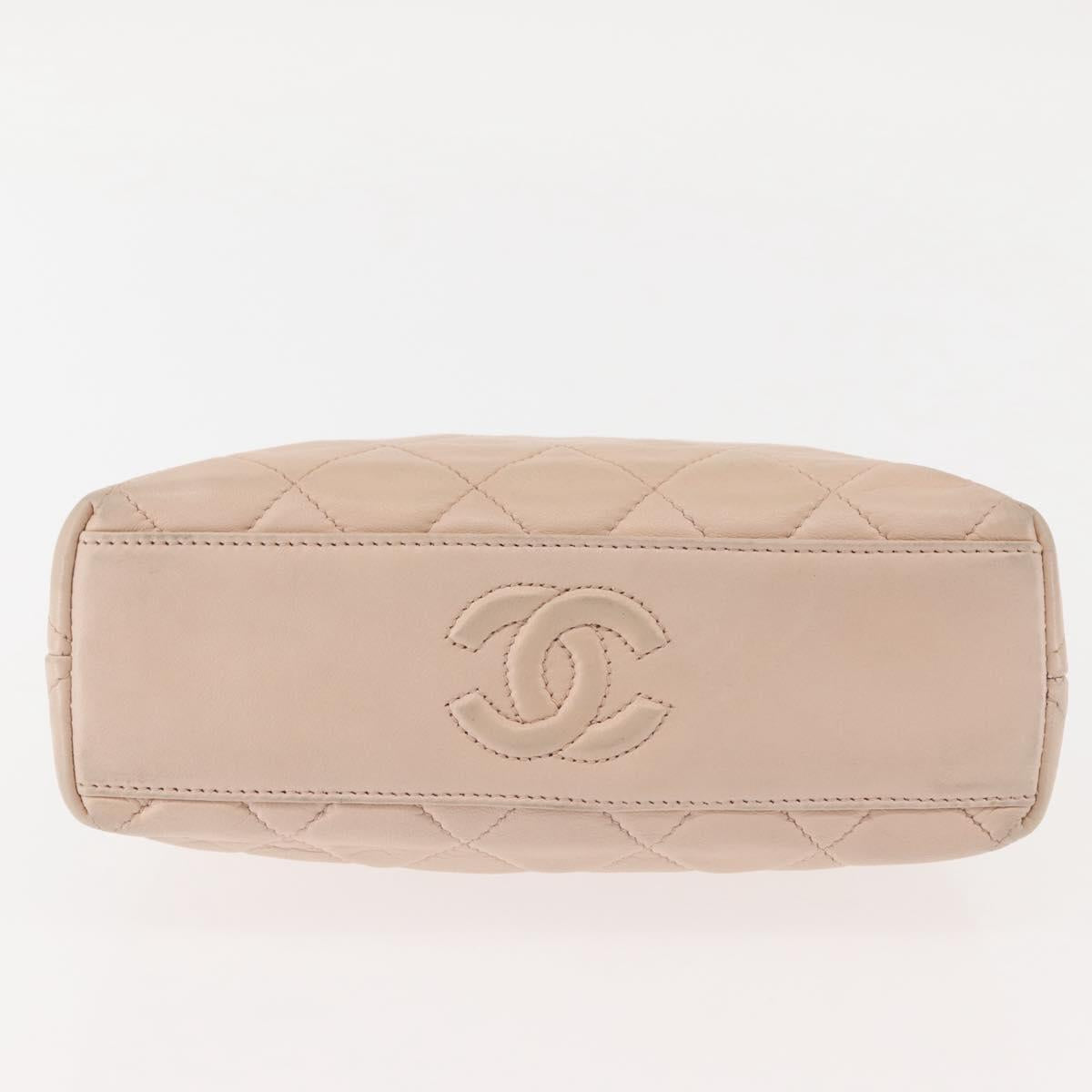 CHANEL Matelasse Chain Shoulder Bag Lamb Skin Pink Gold CC Auth 139905V