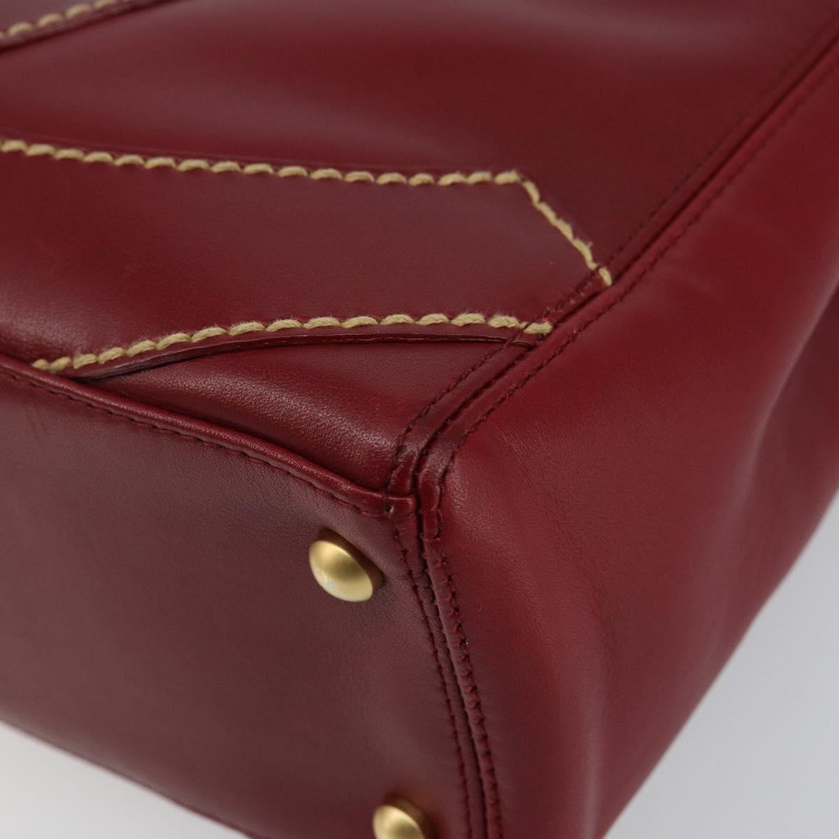 CHANEL Hand Bag Leather Red Gold CC Auth 139910V