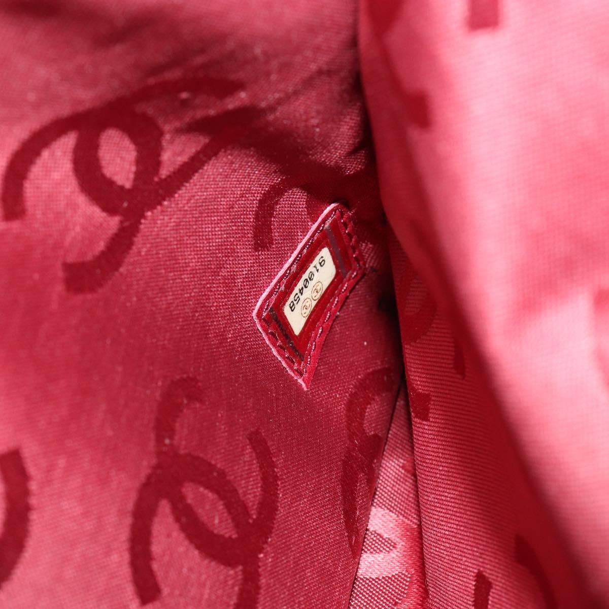 CHANEL Hand Bag Leather Red Gold CC Auth 139910V