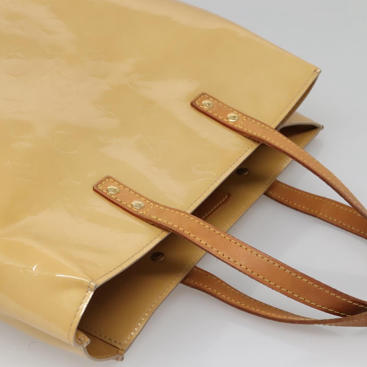 LOUIS VUITTON Monogram Vernis Reade MM Hand Bag Beige M91141 LV Auth 139916
