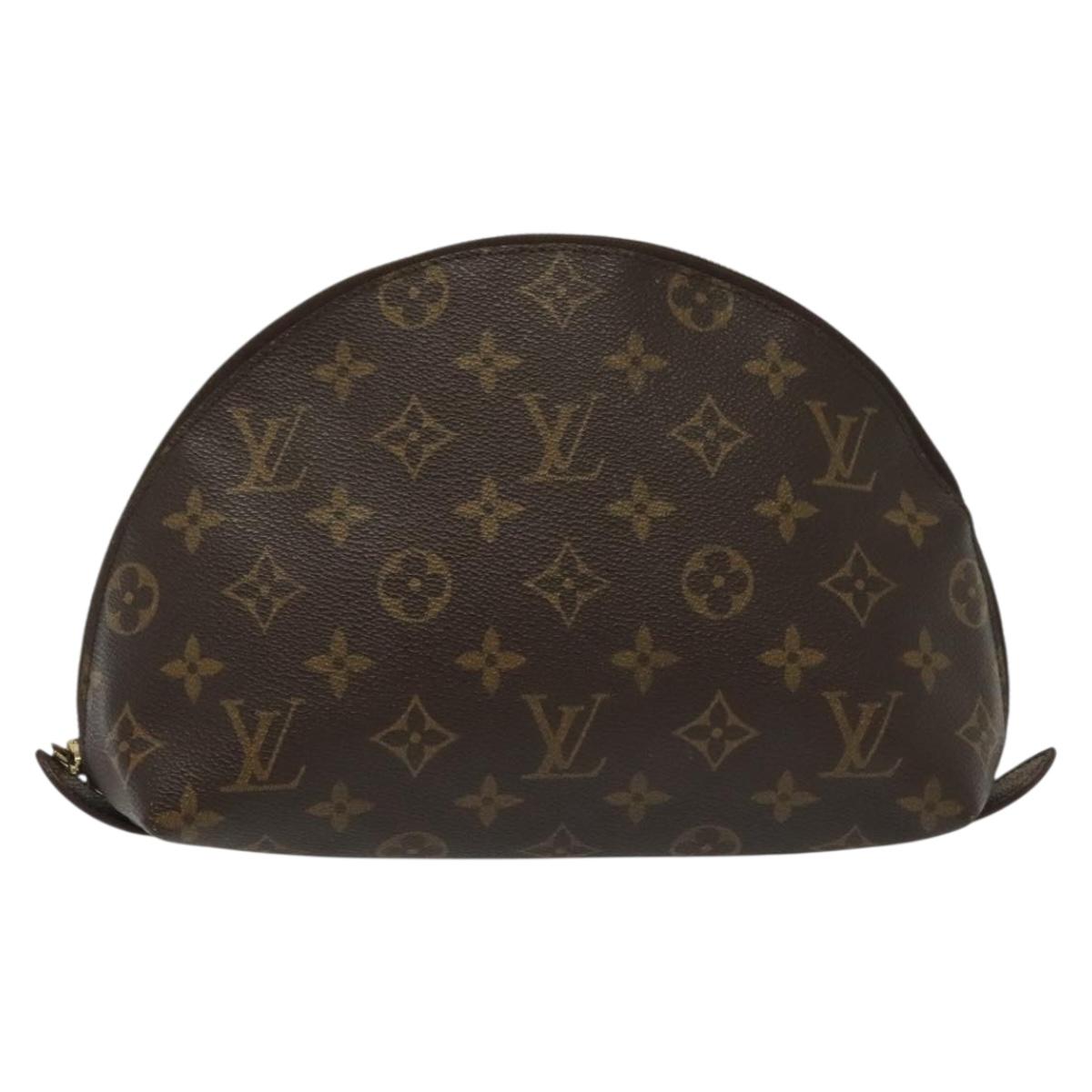 LOUIS VUITTON Monogram Trousse Demi Ronde Cosmetic Pouch M47520 LV Auth 139929