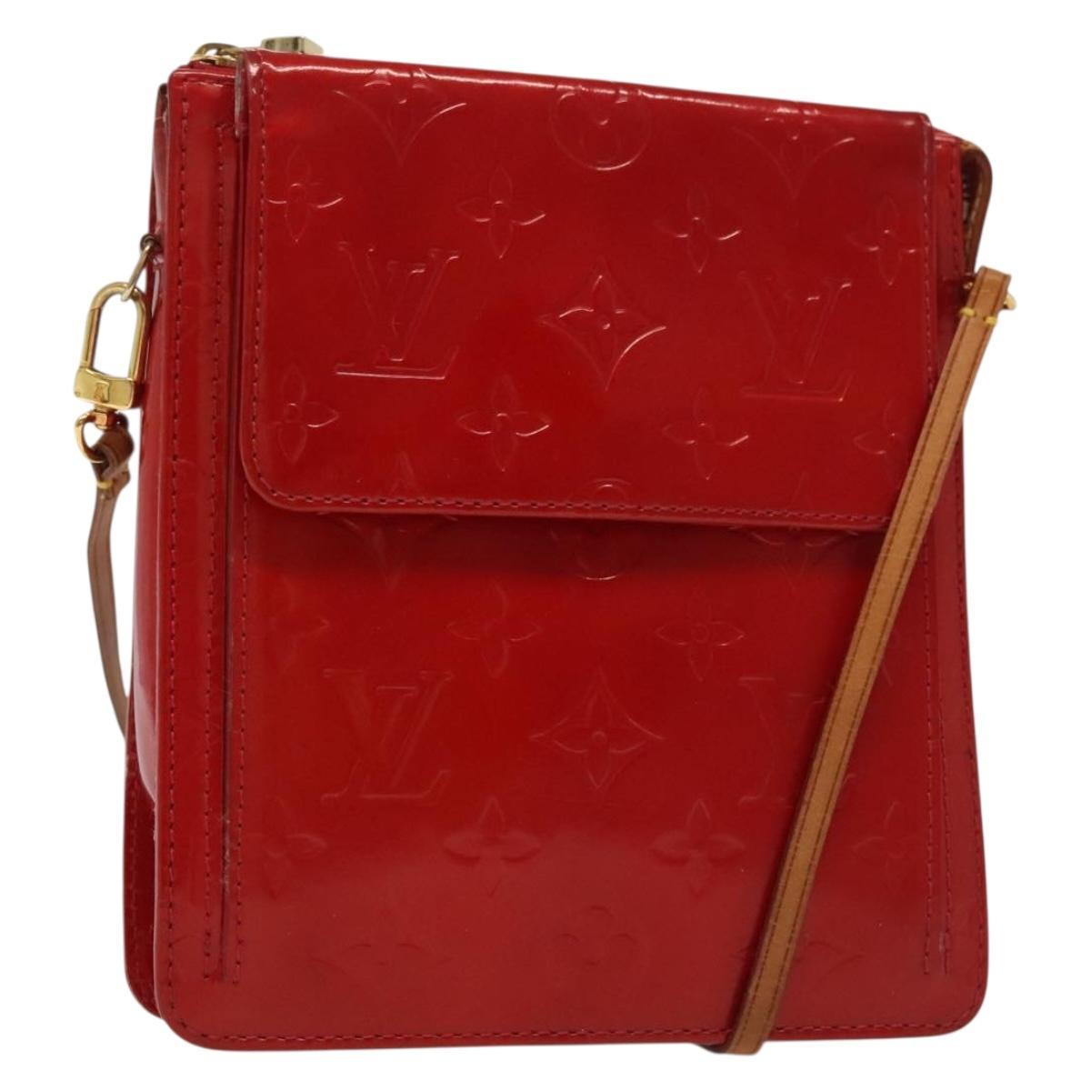 LOUIS VUITTON Monogram Vernis Motto Accessory Pouch Red M91137 LV Auth 139932