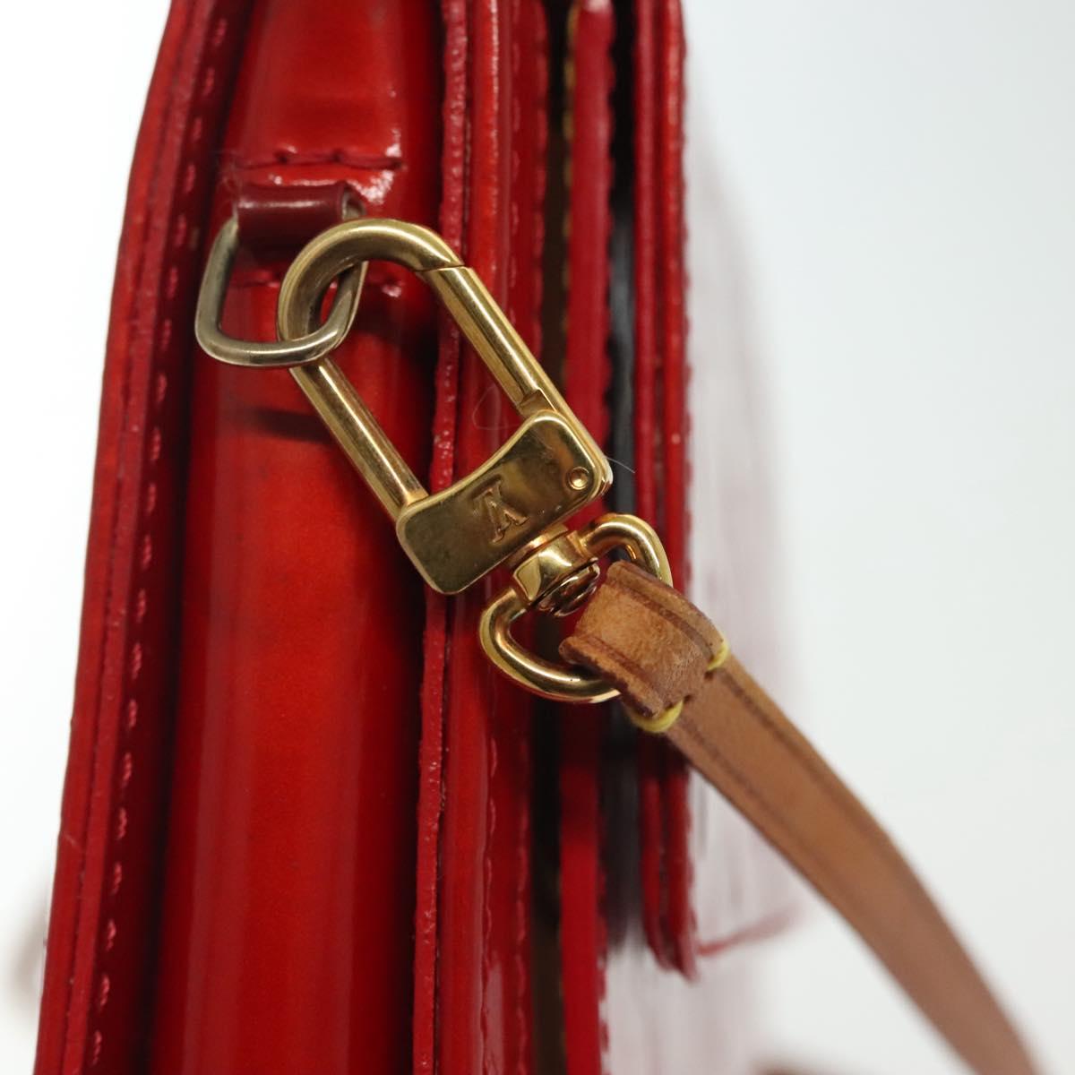 LOUIS VUITTON Monogram Vernis Motto Accessory Pouch Red M91137 LV Auth 139932