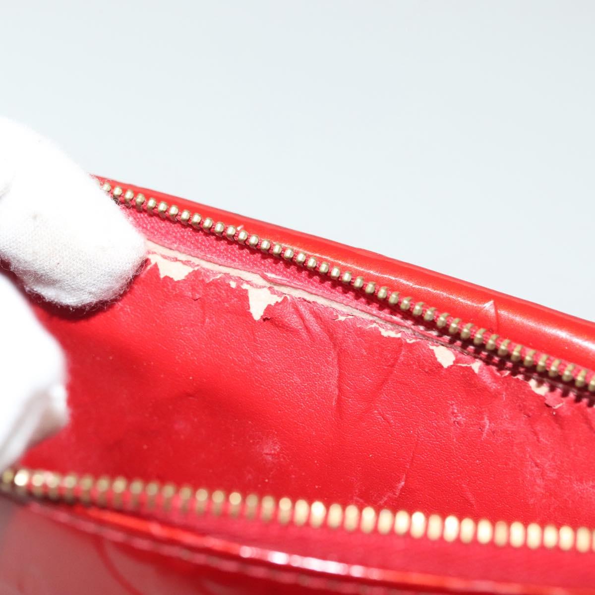 LOUIS VUITTON Monogram Vernis Motto Accessory Pouch Red M91137 LV Auth 139932