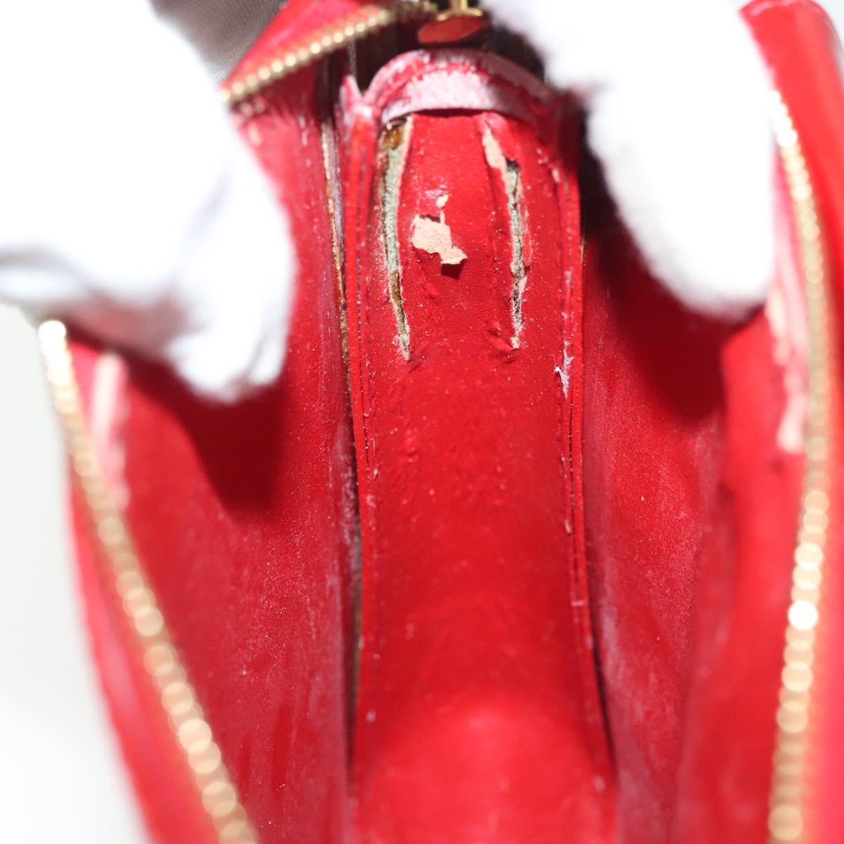 LOUIS VUITTON Monogram Vernis Motto Accessory Pouch Red M91137 LV Auth 139932