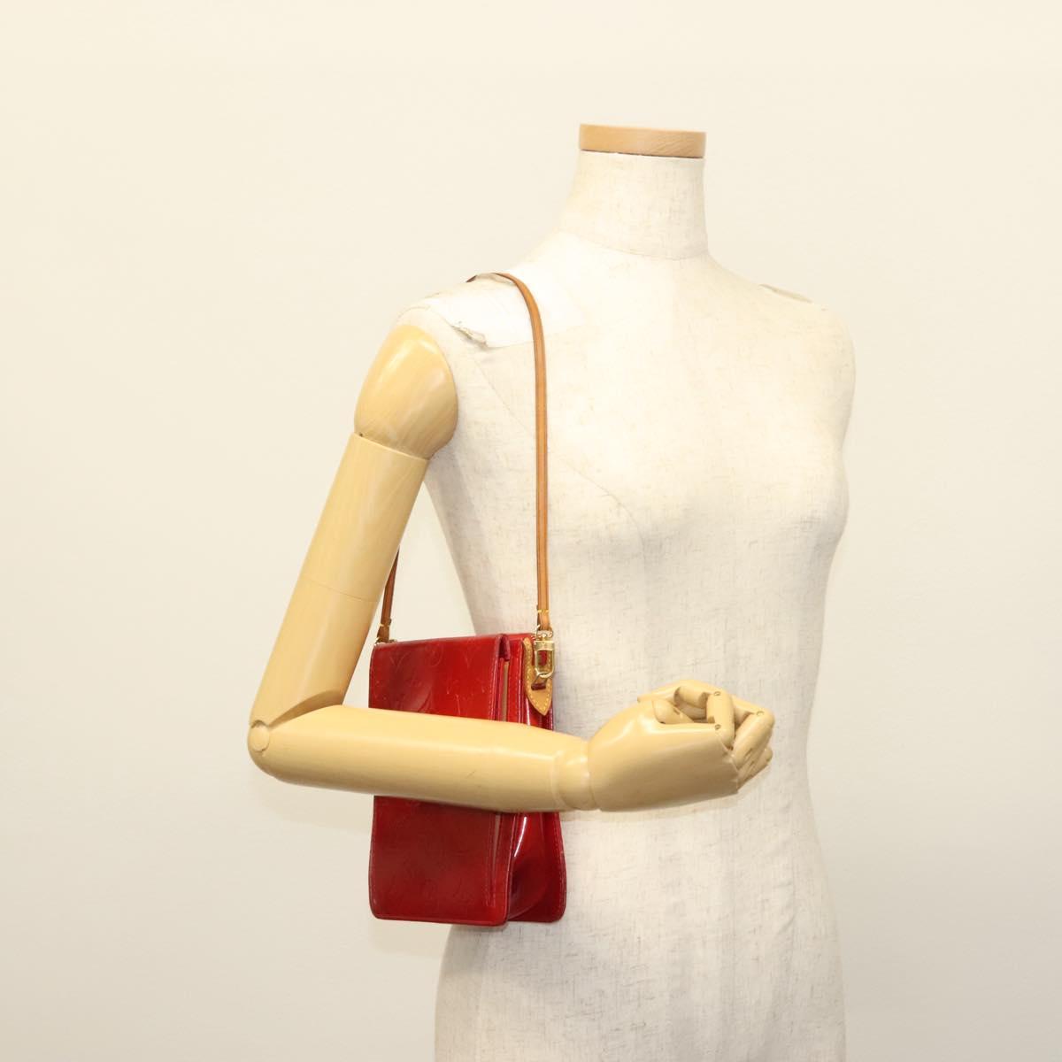 LOUIS VUITTON Monogram Vernis Motto Accessory Pouch Red M91137 LV Auth 139932