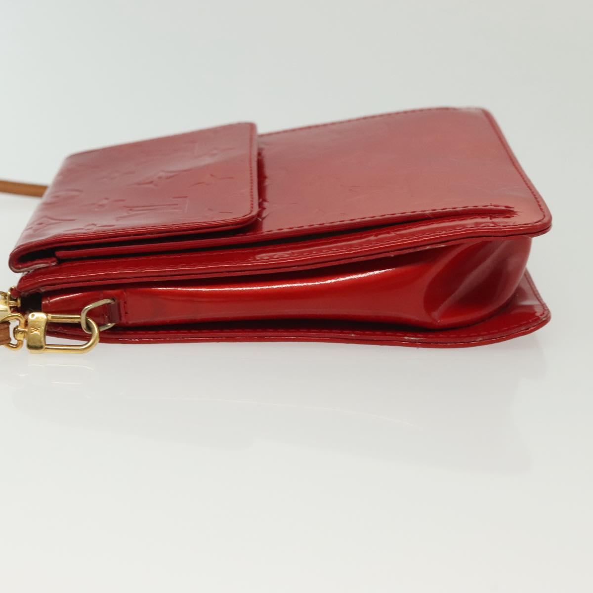 LOUIS VUITTON Monogram Vernis Motto Accessory Pouch Red M91137 LV Auth 139932