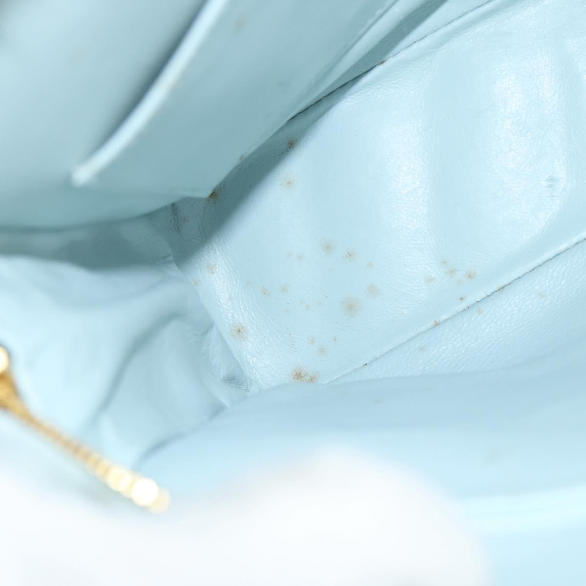 CHANEL Bias Stitch Chain Shoulder Bag Suede Light Blue Gold CC Auth 139935V