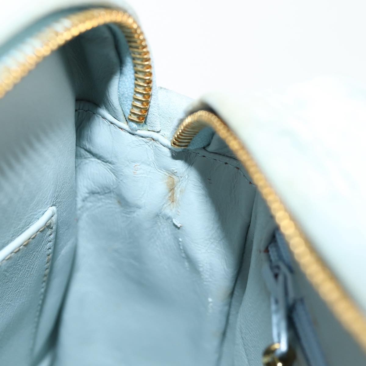 CHANEL Bias Stitch Chain Shoulder Bag Suede Light Blue Gold CC Auth 139935V