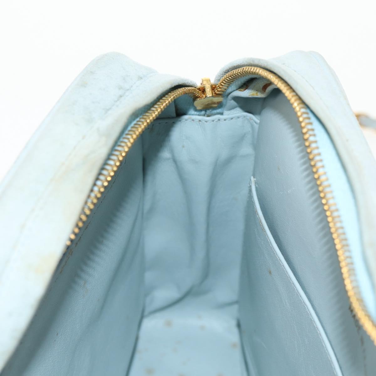 CHANEL Bias Stitch Chain Shoulder Bag Suede Light Blue Gold CC Auth 139935V