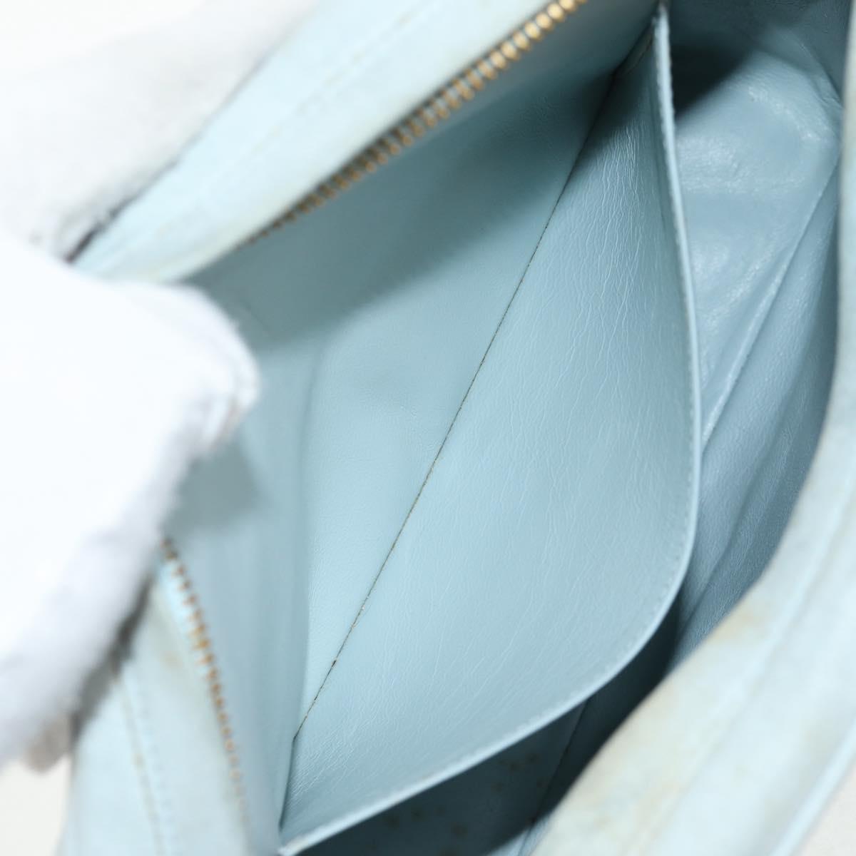 CHANEL Bias Stitch Chain Shoulder Bag Suede Light Blue Gold CC Auth 139935V