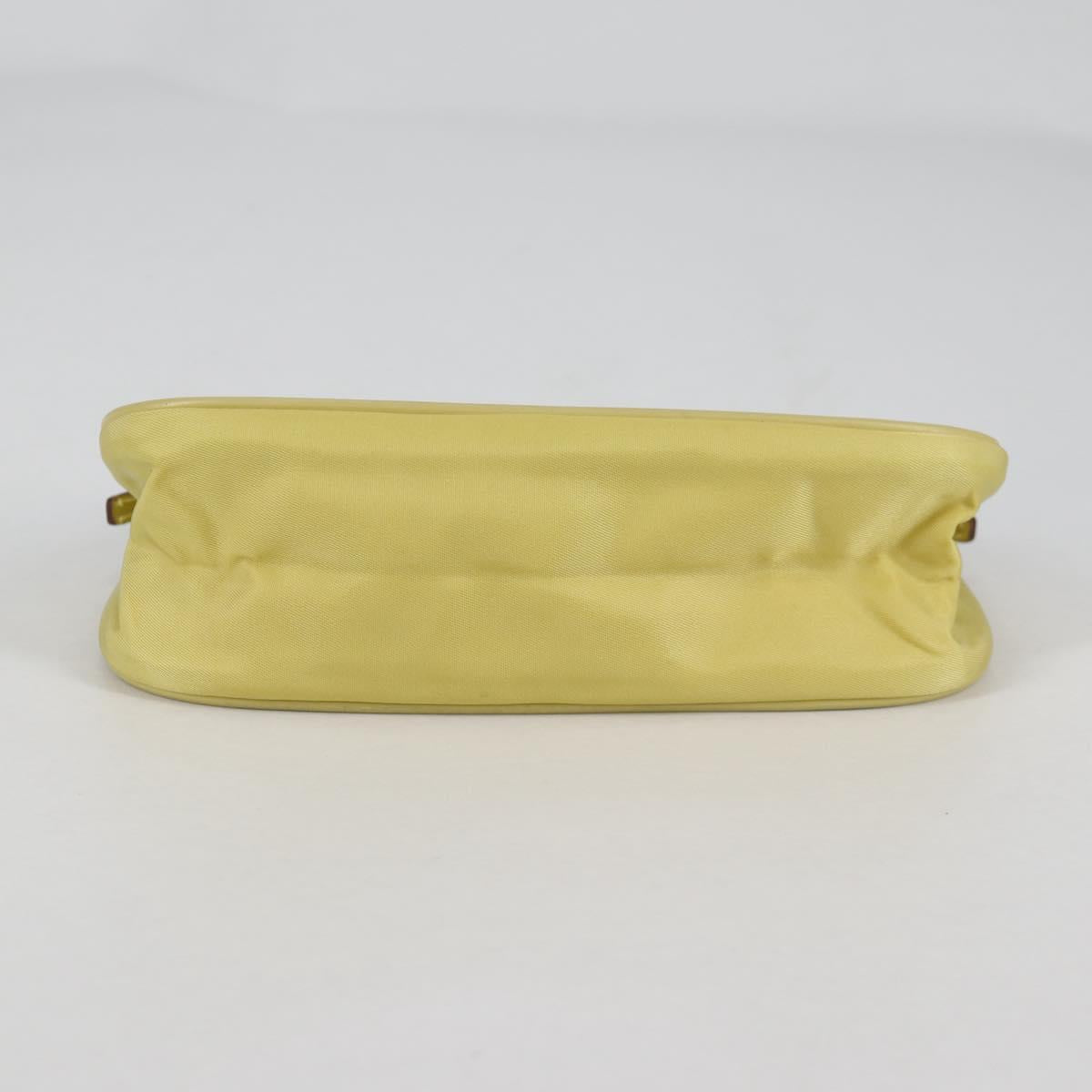 PRADA Chain Hand Bag Nylon Yellow Gold Auth 139937V