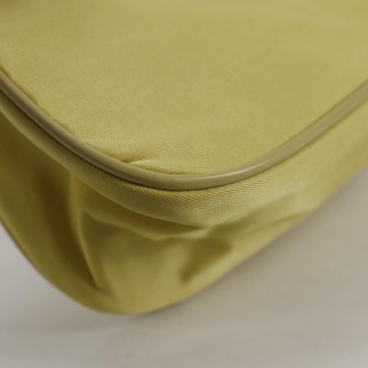 PRADA Chain Hand Bag Nylon Yellow Gold Auth 139937V