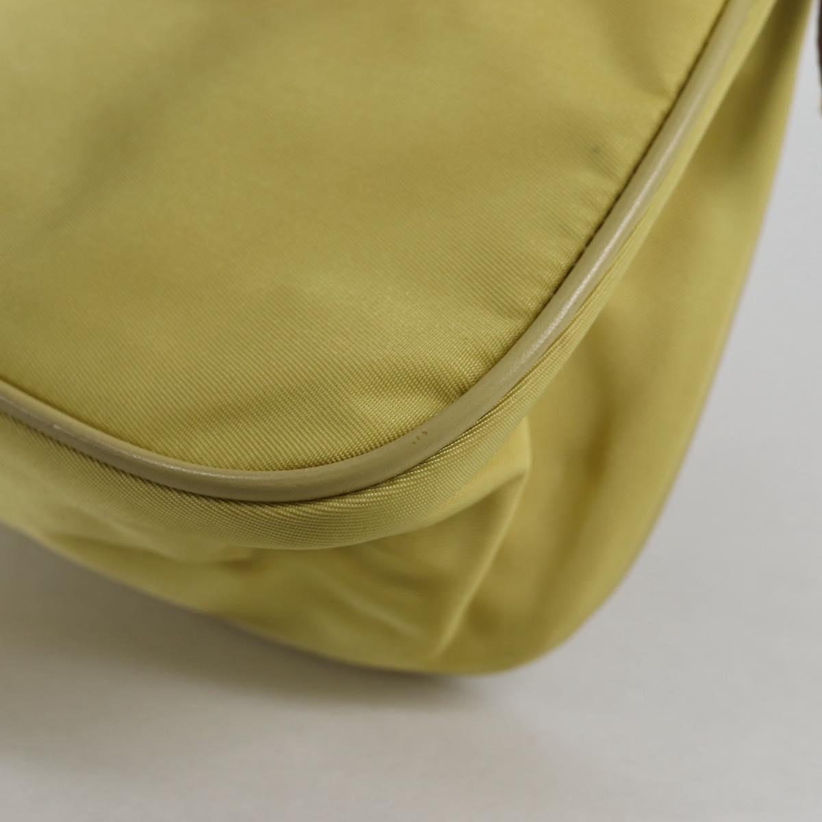 PRADA Chain Hand Bag Nylon Yellow Gold Auth 139937V