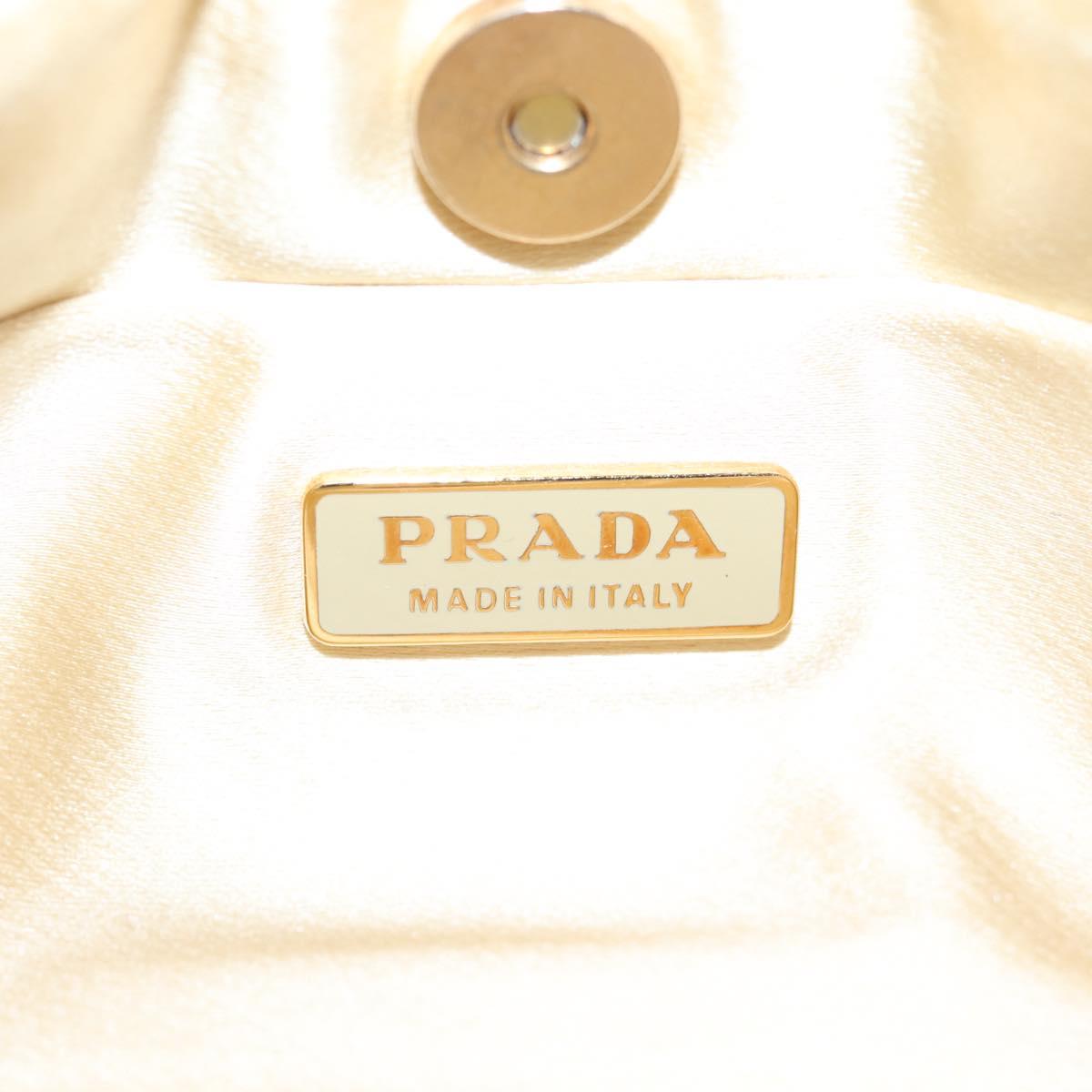 PRADA Chain Hand Bag Nylon Yellow Gold Auth 139937V