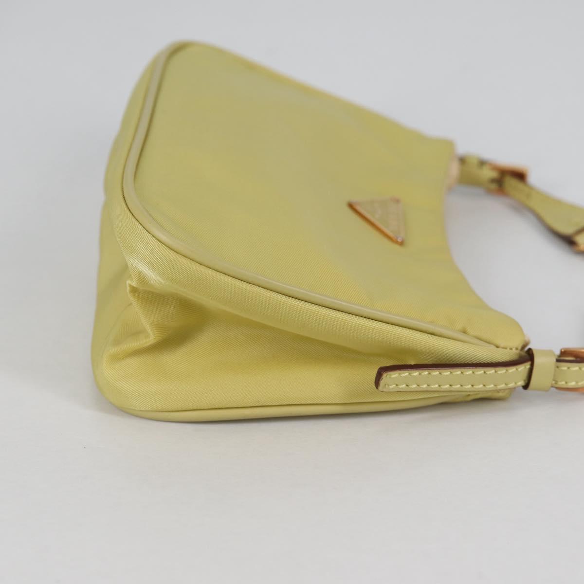 PRADA Chain Hand Bag Nylon Yellow Gold Auth 139937V