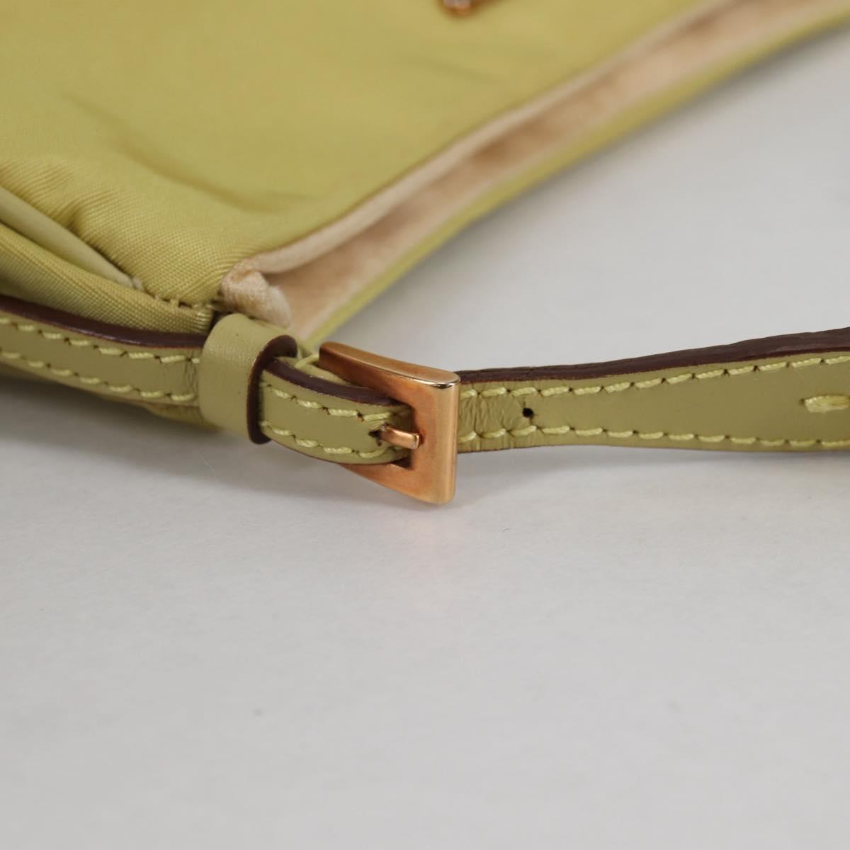 PRADA Chain Hand Bag Nylon Yellow Gold Auth 139937V
