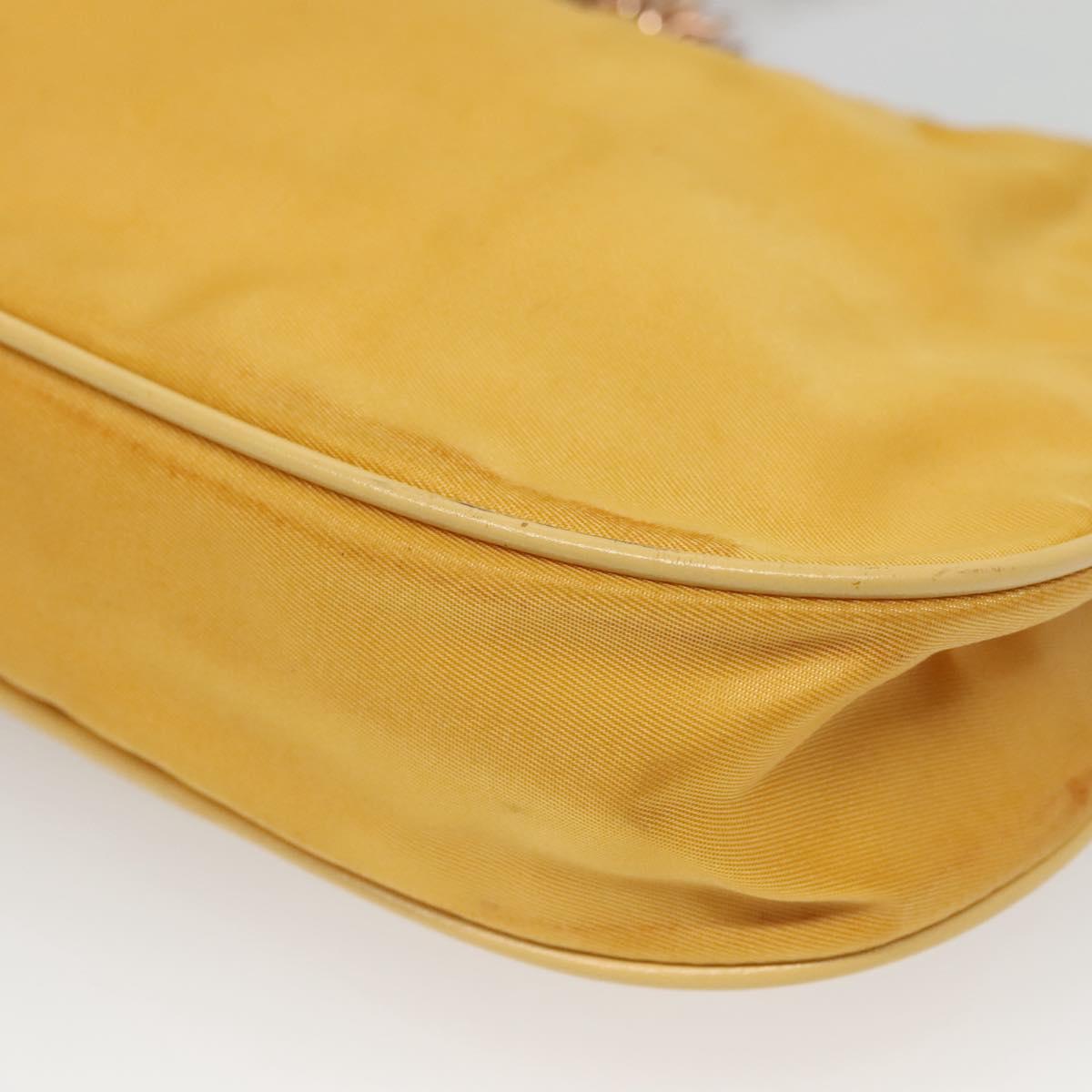 PRADA Chain Shoulder Bag Nylon Yellow Gold Auth 139938