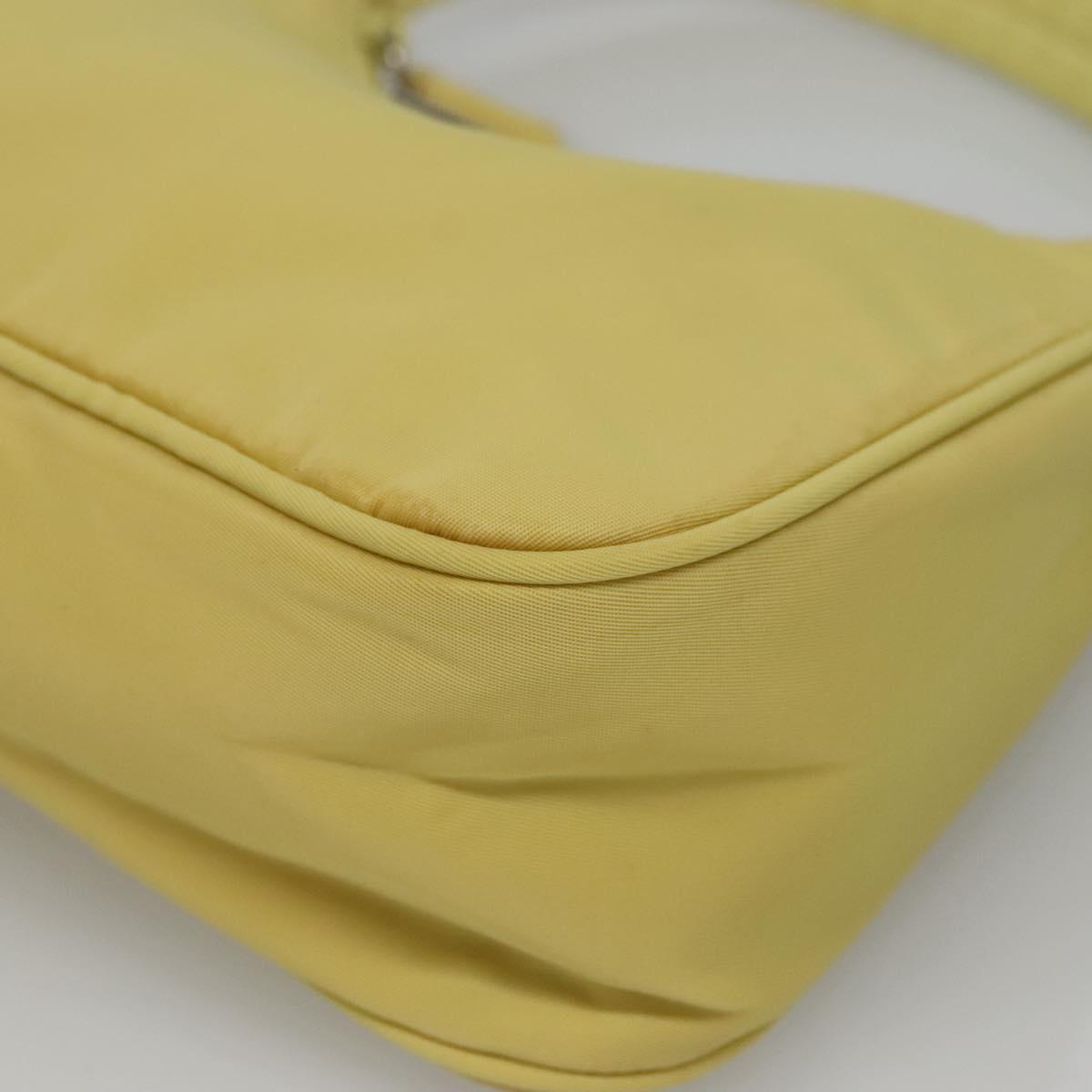 PRADA Accessory Pouch Nylon Yellow Gold Auth 139939A