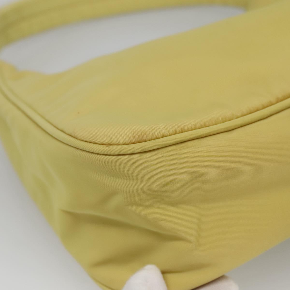 PRADA Accessory Pouch Nylon Yellow Gold Auth 139939