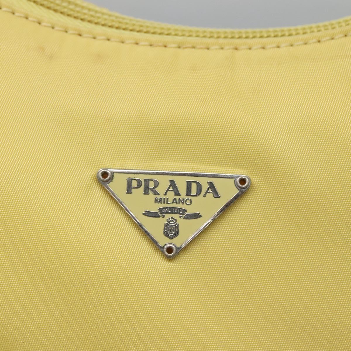 PRADA Accessory Pouch Nylon Yellow Gold Auth 139939A