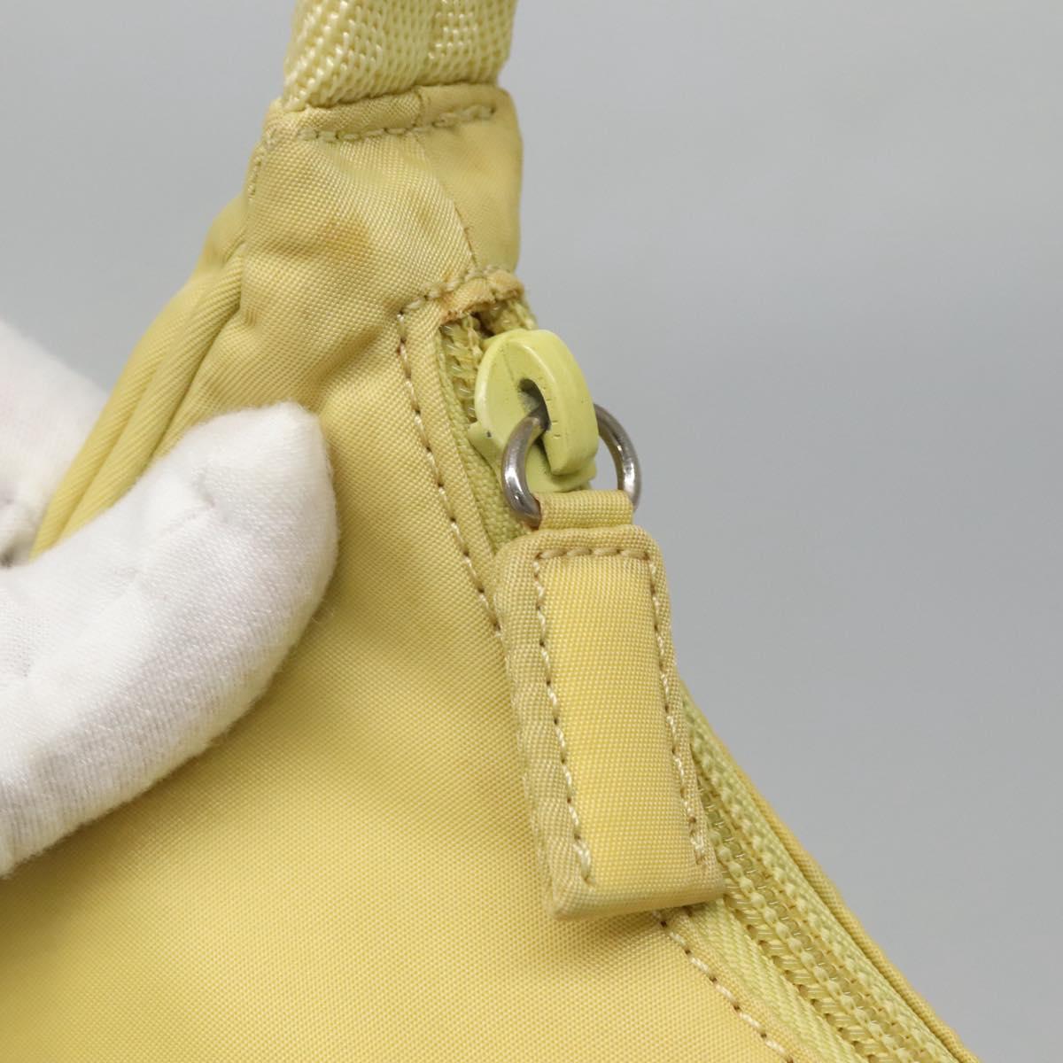 PRADA Accessory Pouch Nylon Yellow Gold Auth 139939A