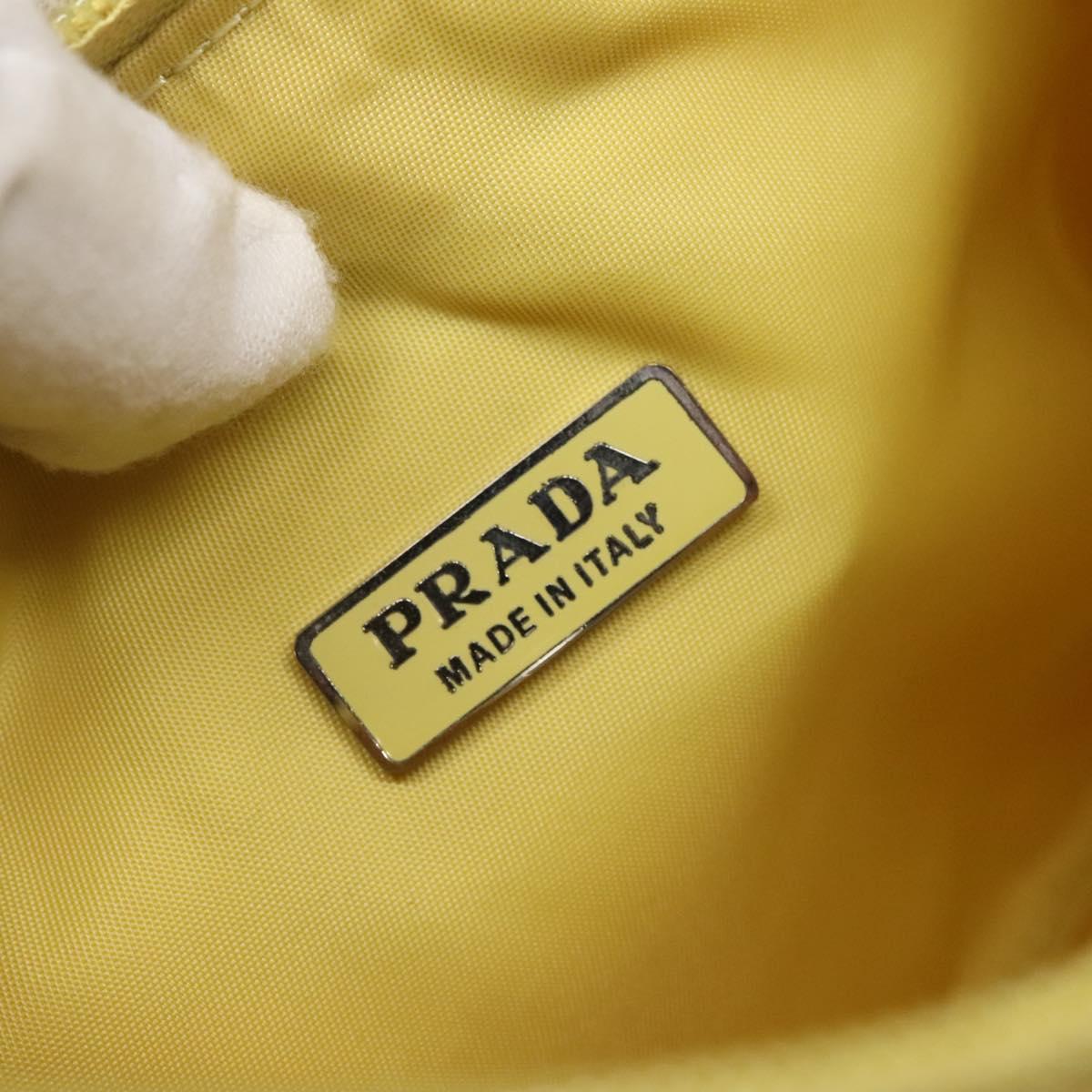 PRADA Accessory Pouch Nylon Yellow Gold Auth 139939
