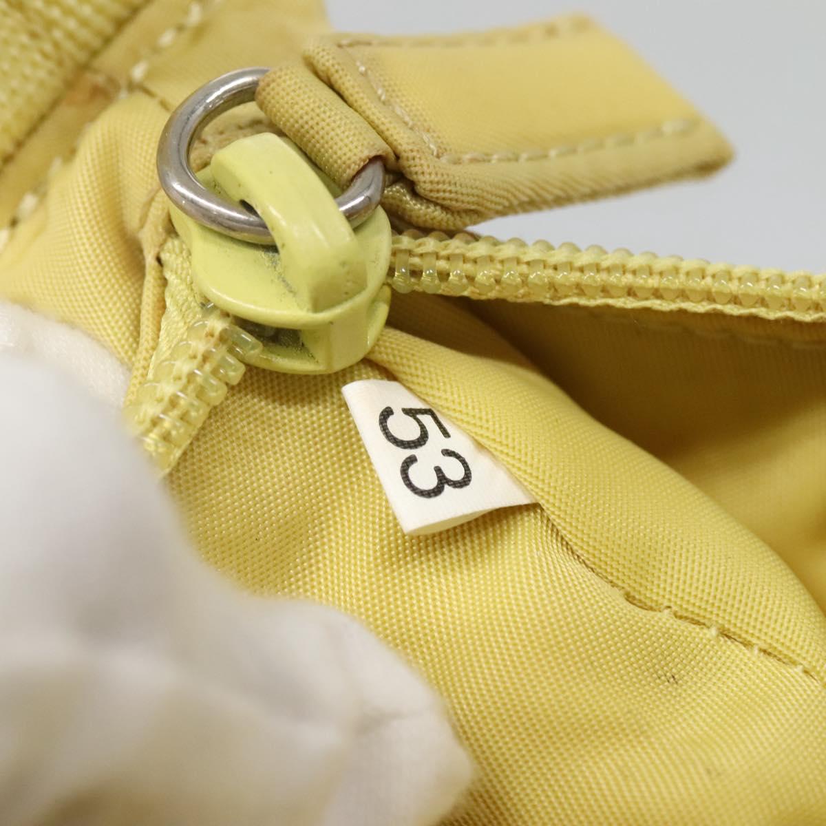 PRADA Accessory Pouch Nylon Yellow Gold Auth 139939