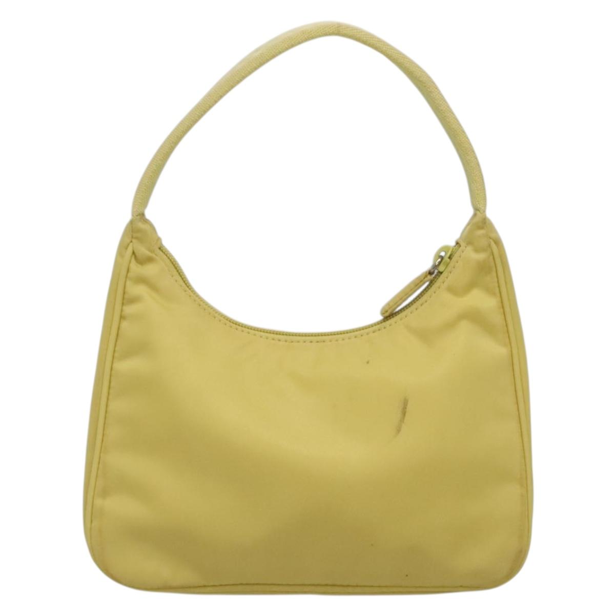 PRADA Accessory Pouch Nylon Yellow Gold Auth 139939