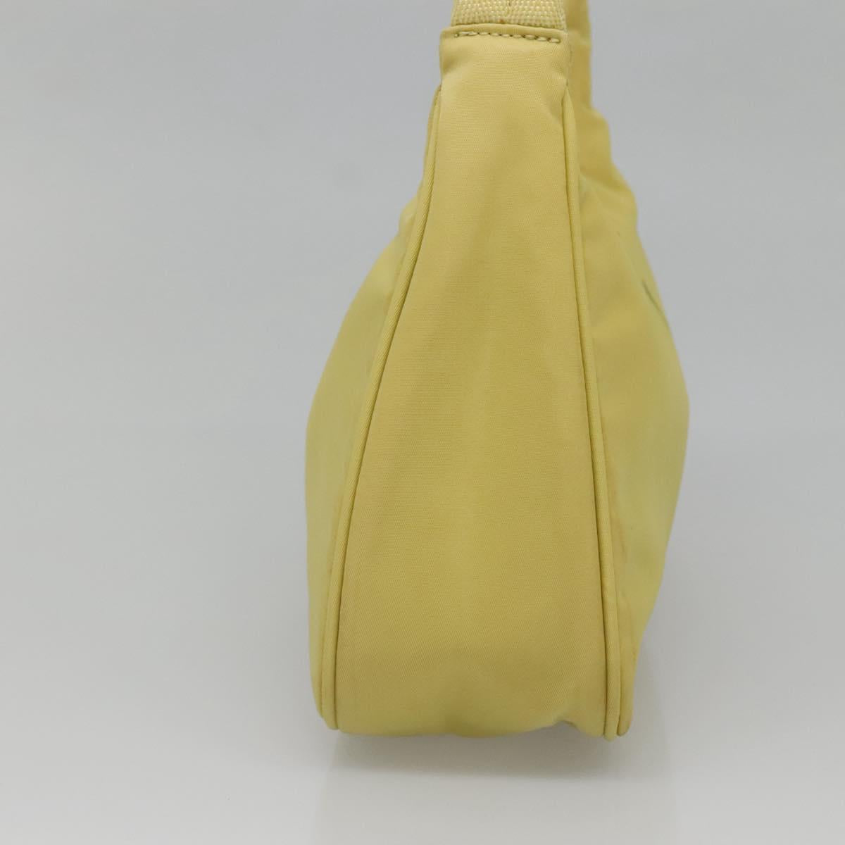 PRADA Accessory Pouch Nylon Yellow Gold Auth 139939