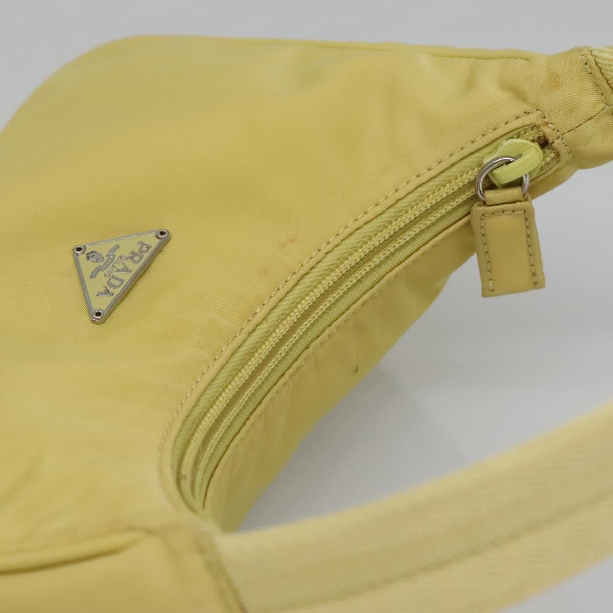 PRADA Accessory Pouch Nylon Yellow Gold Auth 139939