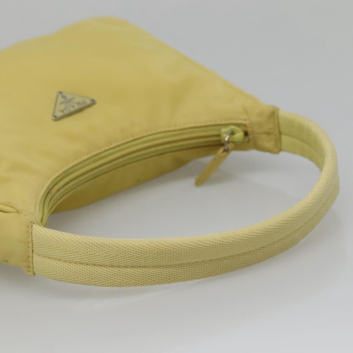 PRADA Accessory Pouch Nylon Yellow Gold Auth 139939A