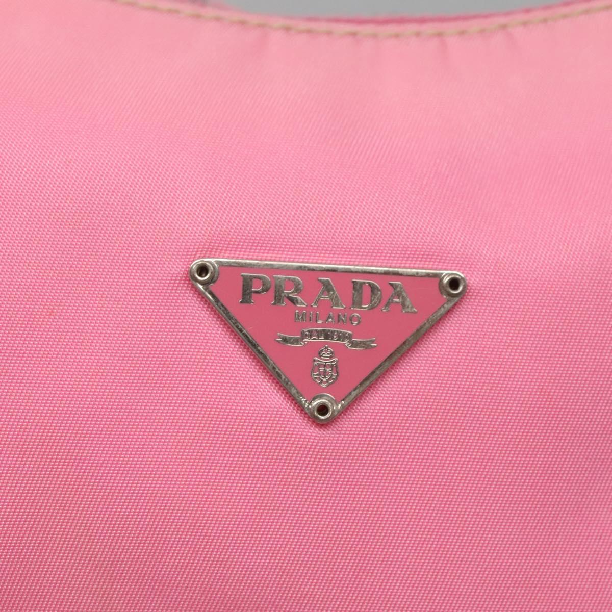 PRADA Accessory Pouch Nylon Pink Silver Auth 139940
