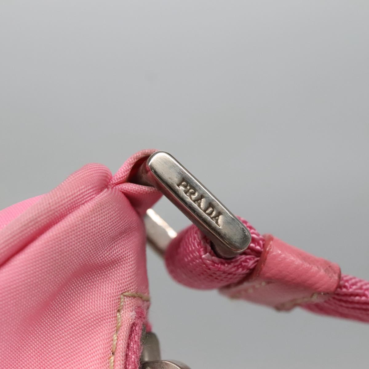 PRADA Accessory Pouch Nylon Pink Silver Auth 139940