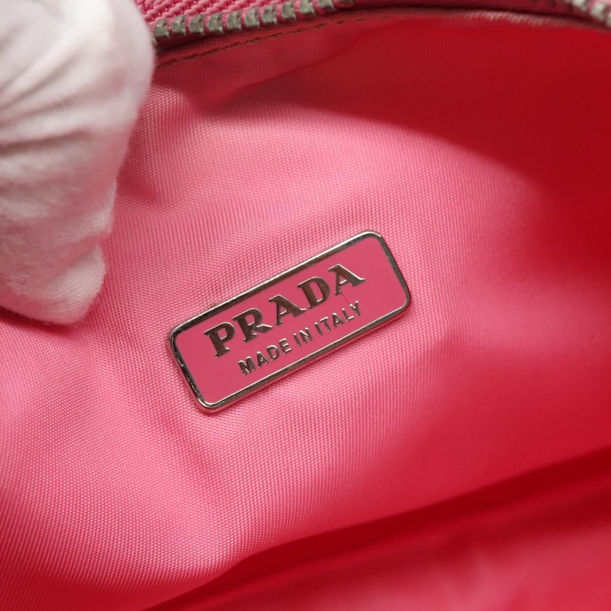 PRADA Accessory Pouch Nylon Pink Silver Auth 139940