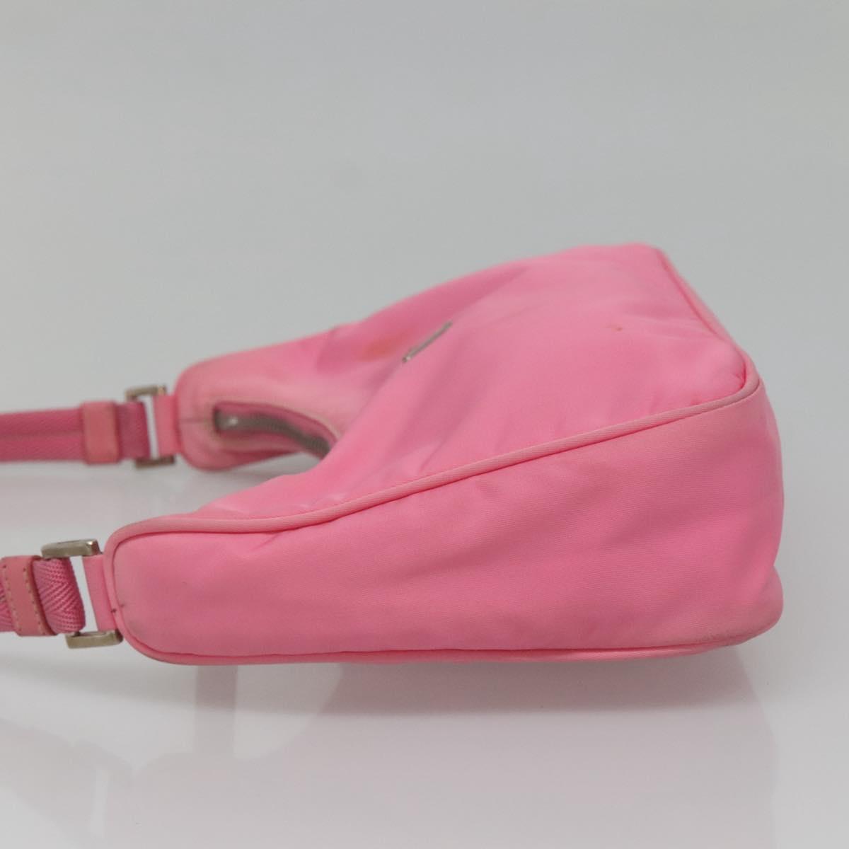 PRADA Accessory Pouch Nylon Pink Silver Auth 139940