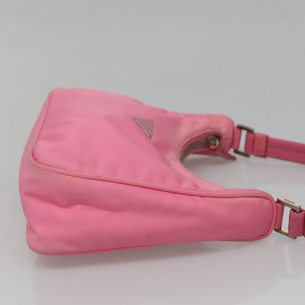 PRADA Accessory Pouch Nylon Pink Silver Auth 139940