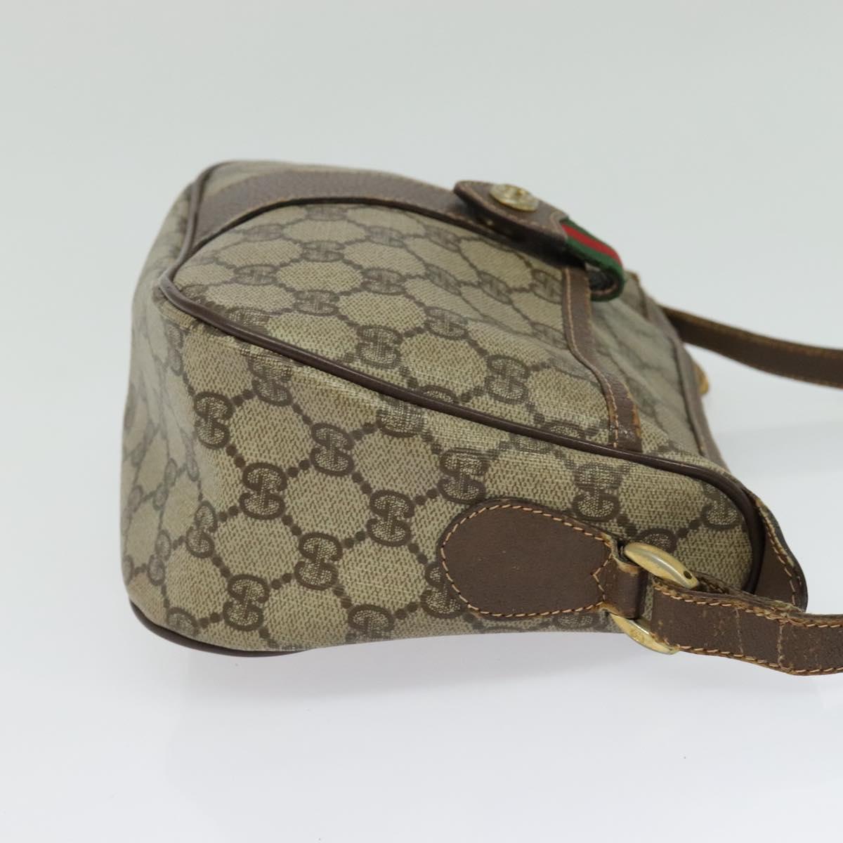 GUCCI GG Supreme Web Sherry Line Bag PVC Beige Gold Red 89 02 032 Auth 139948