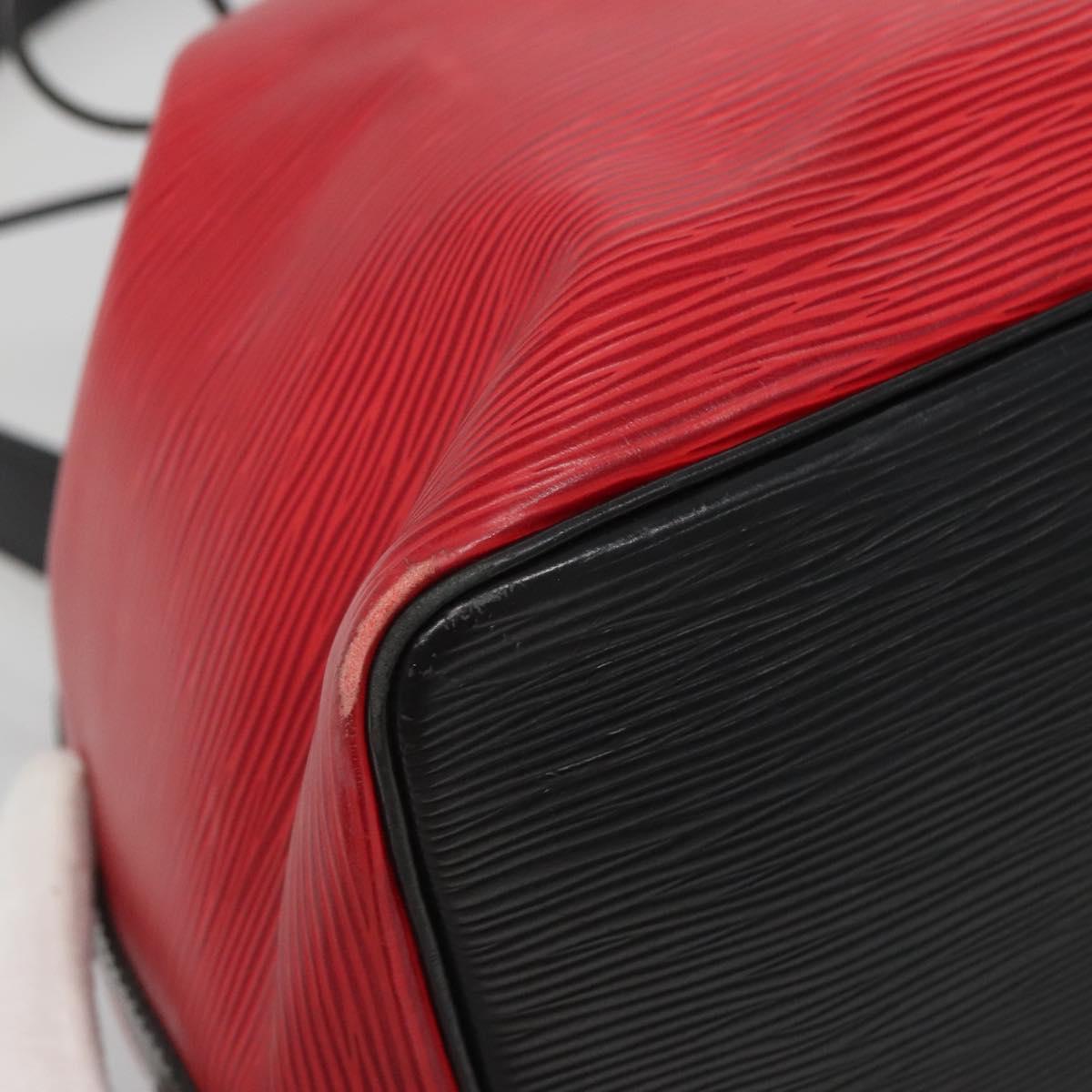 LOUIS VUITTON Epi Petit Noe Shoulder Bag Bicolor Black Red M44017 LV Auth 139959