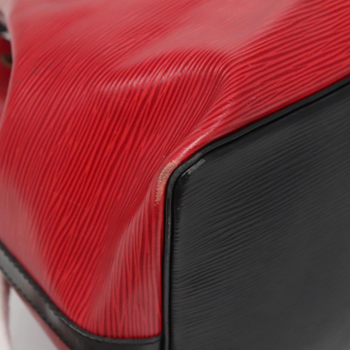 LOUIS VUITTON Epi Petit Noe Shoulder Bag Bicolor Black Red M44017 LV Auth 139959