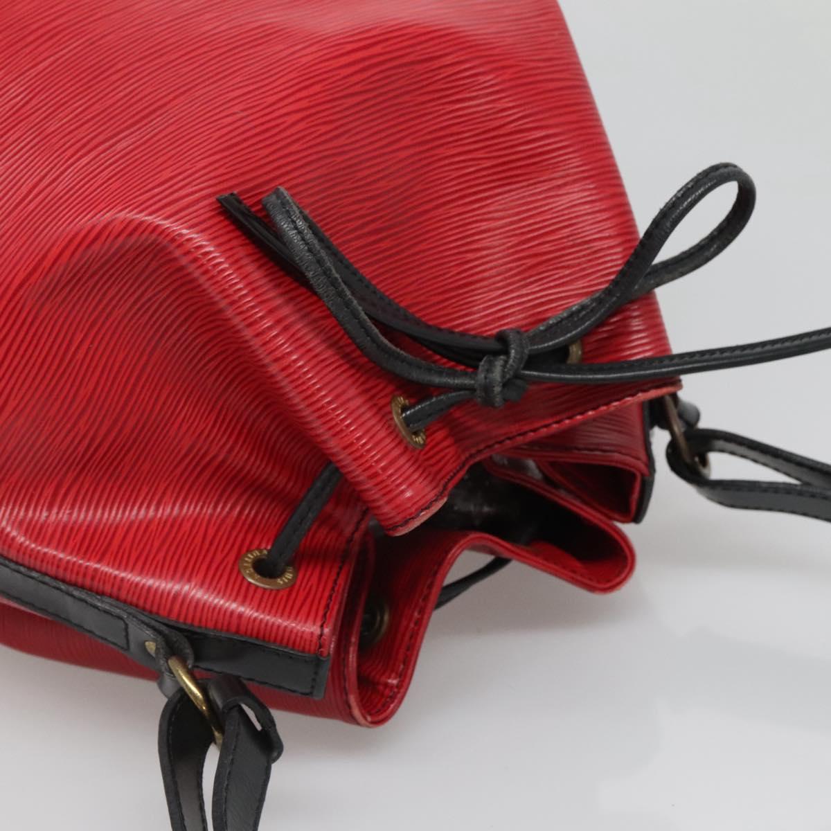 LOUIS VUITTON Epi Petit Noe Shoulder Bag Bicolor Black Red M44017 LV Auth 139959