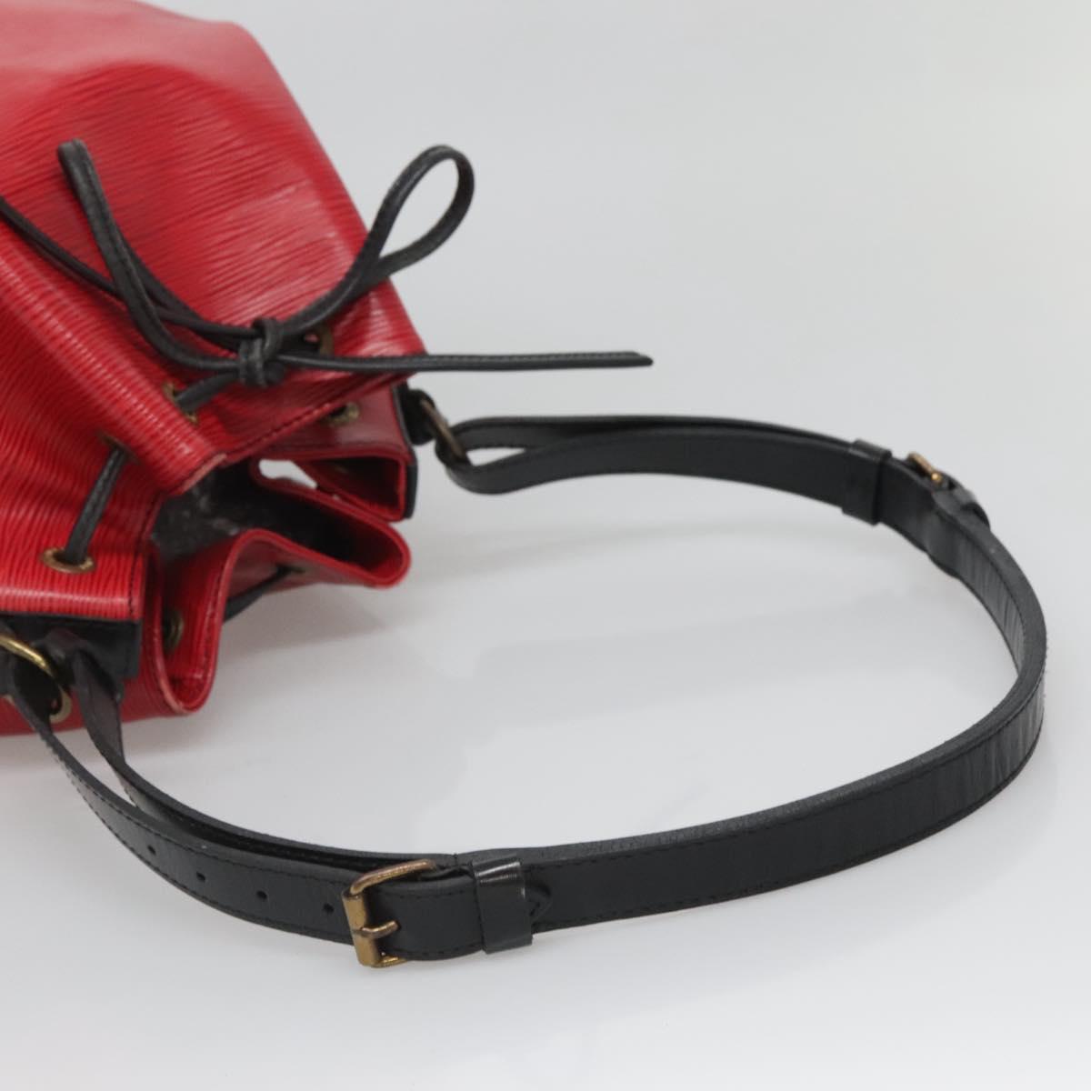 LOUIS VUITTON Epi Petit Noe Shoulder Bag Bicolor Black Red M44017 LV Auth 139959