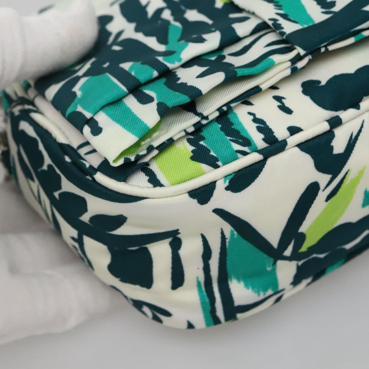 PRADA Chain Shoulder Bag Nylon Green Silver Auth 139976